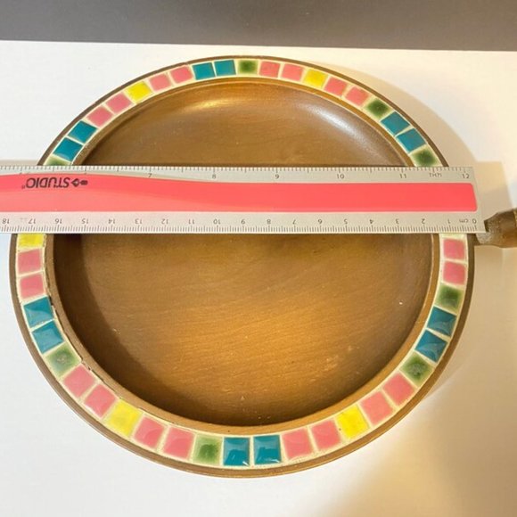 Vintage Wooden dishes with detachable handles Set Of 3, Wooden round plate - Picture 8 of 10